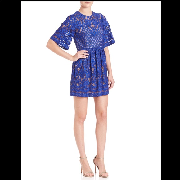 BCBG Max Azria Jillyan Floral Lace Dress Blue sz 0. EUC - Picture 2 of 7